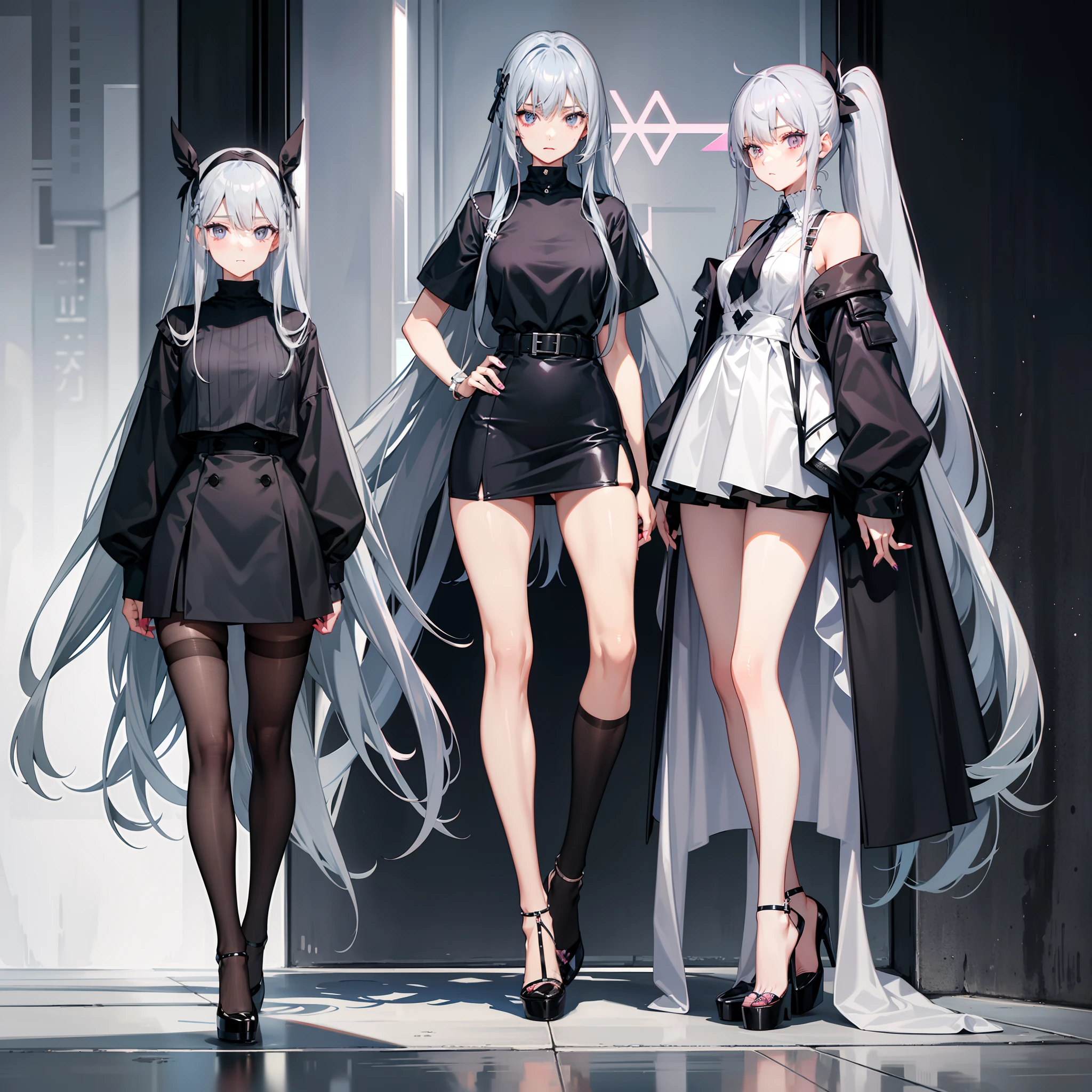2girls, {child}, black hair, white hair, flat chests, small, fully clothed, black clothes (girl 1), white clothes (girl 2)