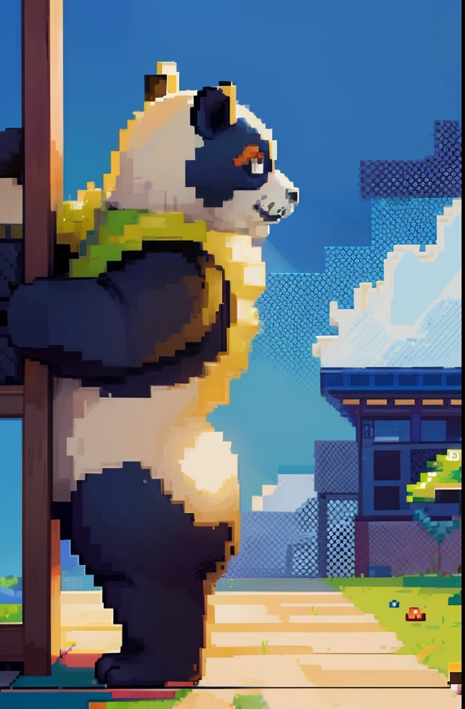 top-quality, ​masterpiece, Pixel art, Pixel art（24 squares × 24 squares）, Backflip panda