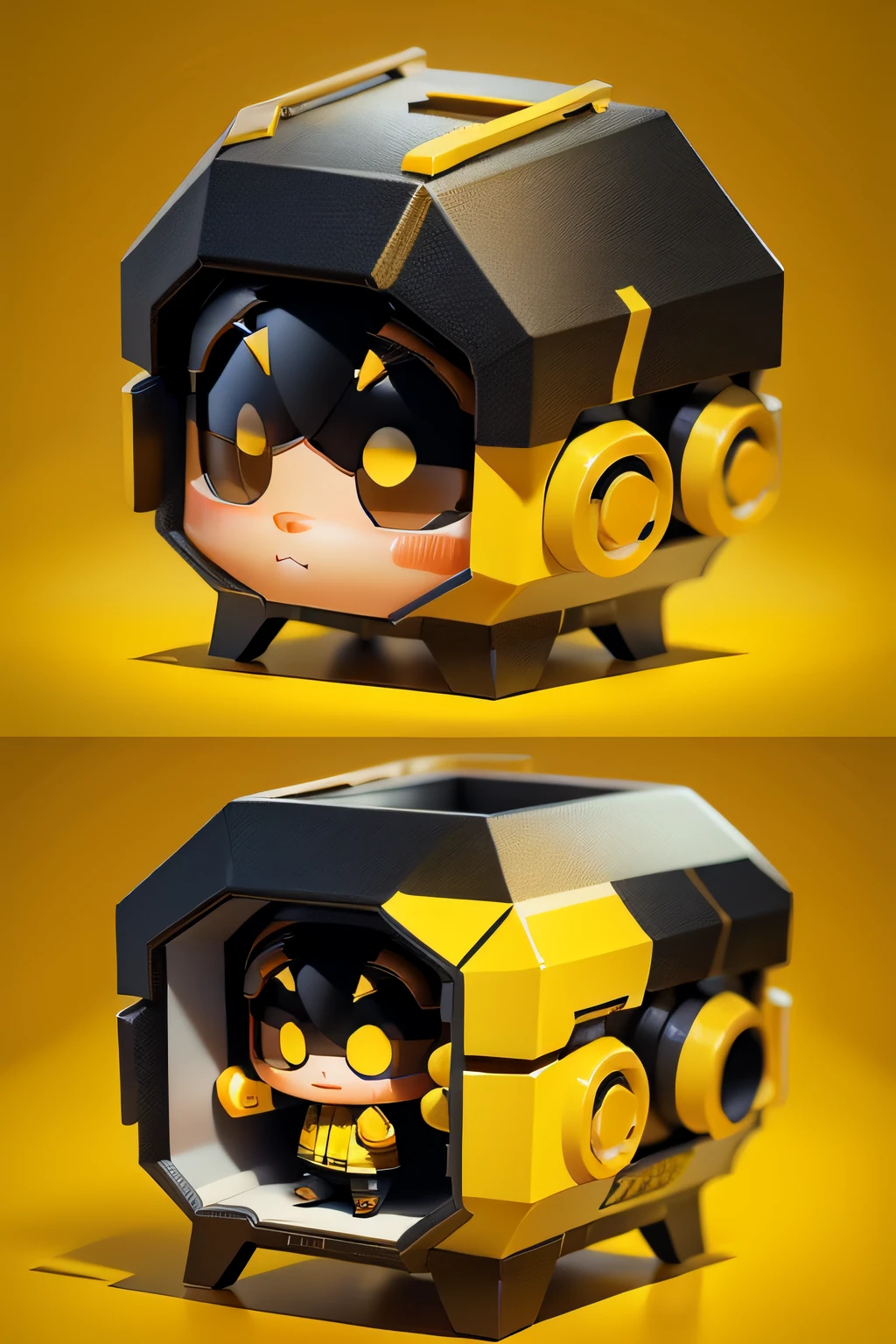 take-out,Meituan takeaway,Q version takeaway brother(3D stereoscopic)(The color scheme is mainly yellow of Meituan clothing)(Cute style illustration)Cute comic book style,Anime art concept art, Official illustration