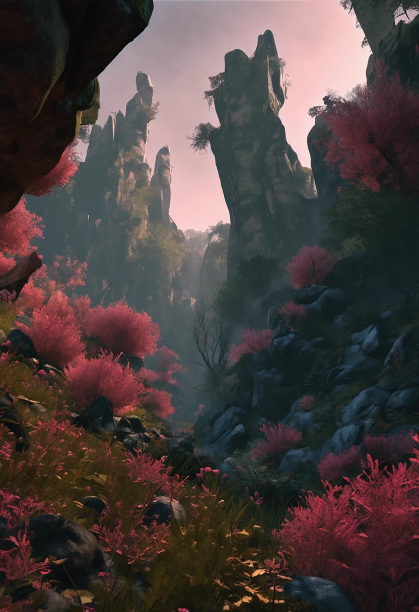 (Dark magic:1.2), (Grim:1.1) forest, Thorny bushes,  (Intricate details), (ultra - detailed), 8k hdr, high detal, A lot of detail, High quality,dingdall effect (Colored:1.3)