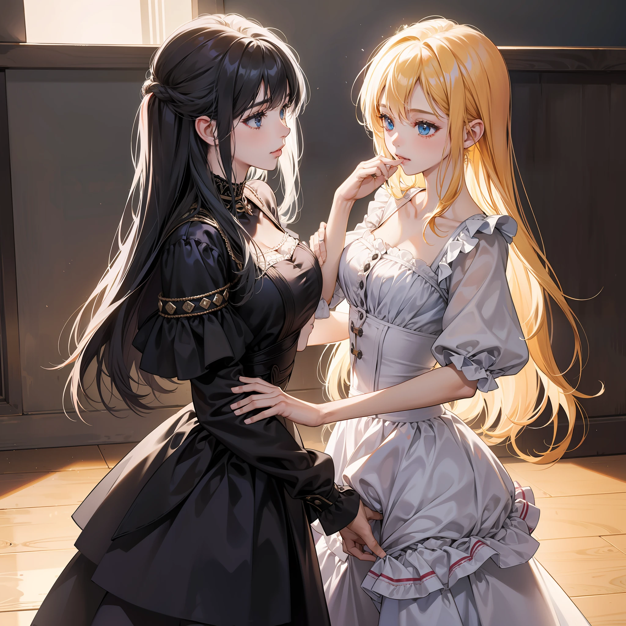 "Two sexy high school girls, seus corpos jovens vestidos apenas com saias curtas e blusas justas, levantam deliberadamente suas roupas para revelar espiadas tentadoras em suas calcinhas macias e sedosas por baixo. The air crackles with anticipation as they stare seductively at you – challenging you to join them in this deliciously forbidden game of seduction."