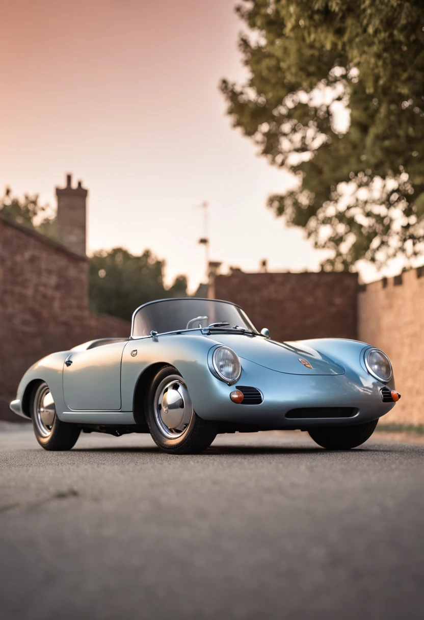 Porsche 550 Spyder in night flash by ORANGE neons realistic