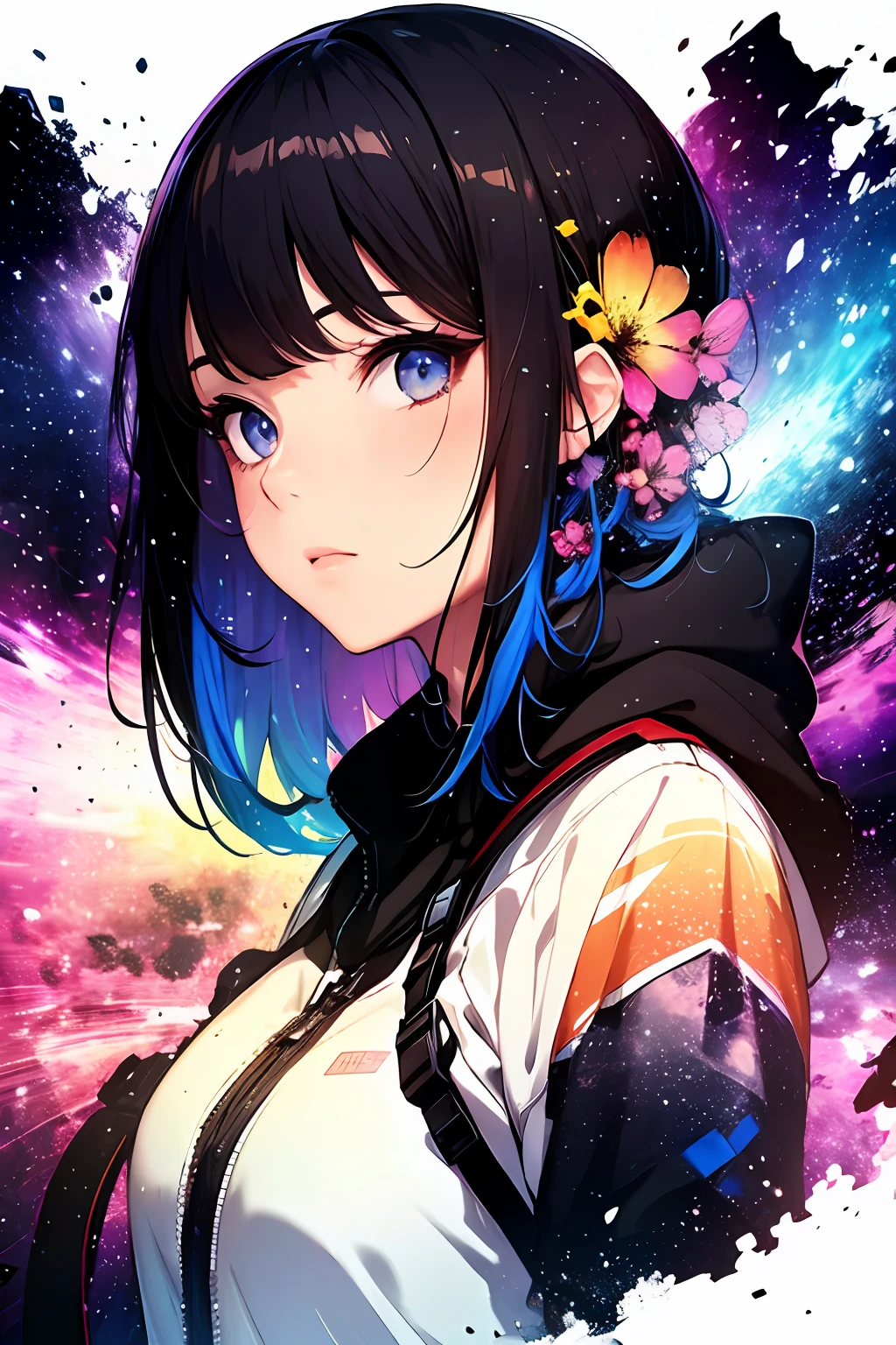Girl, Cloud, Colorful, Masterpiece, Galaxy background