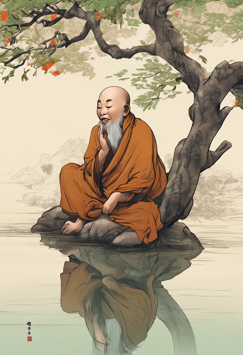 https://www.haiyiai.com/explore/detail/cjhlps94msbfctkimq90，fat，The littk wore a loose brown monk's robe，The pleats flutter in the breeze。Behind him are green trees。He clasped his hands together，It exudes an air of peace and tranquility，With a smile，The eyes are gentle and bright。He stood there quietly，It seems to be at one with nature，Exudes a peaceful spirituality,Look ahead。