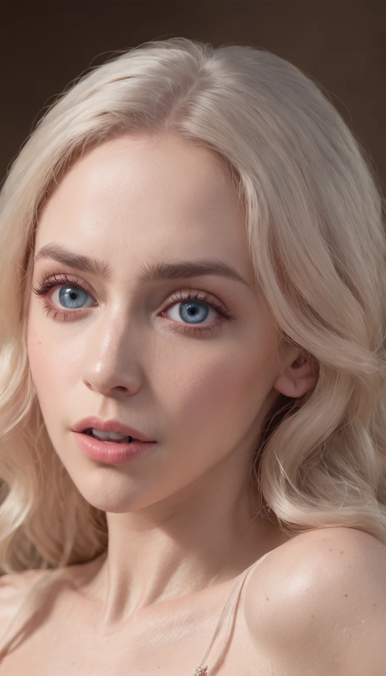 Emilia Clarke , shocked expression,Wide eyes, lying on his back, Wearing pink sheer silk, (((Large breasts :1.2 and round breasts:1.2))),8K, RAW photo, Highly detailed skin, exposed, Photography, Masterpiece, Best quality, Gorgeous light blonde long hair, Ultra-detailed face, Detailed blue eyes, ((no close up)), front angle, Yawning, Very wide open mouth, Spread legs, Wet open ,(((Pubic hair))).