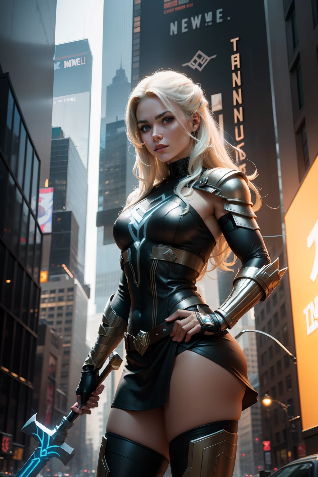 (Photorealistic:1.4) 1 beautiful girl, (cyberpunk silver armour technological with blue neon decourations), ((blonde straight hairs)), ultra beautiful cute, perfect, with a book that emits purple lightnings, 12k, UHD, PHOTOREALISTIC, ULTRA REALISTIC, raw photo, insane details, masterpiece, ((babe gorgeous the most beautiful in the world))