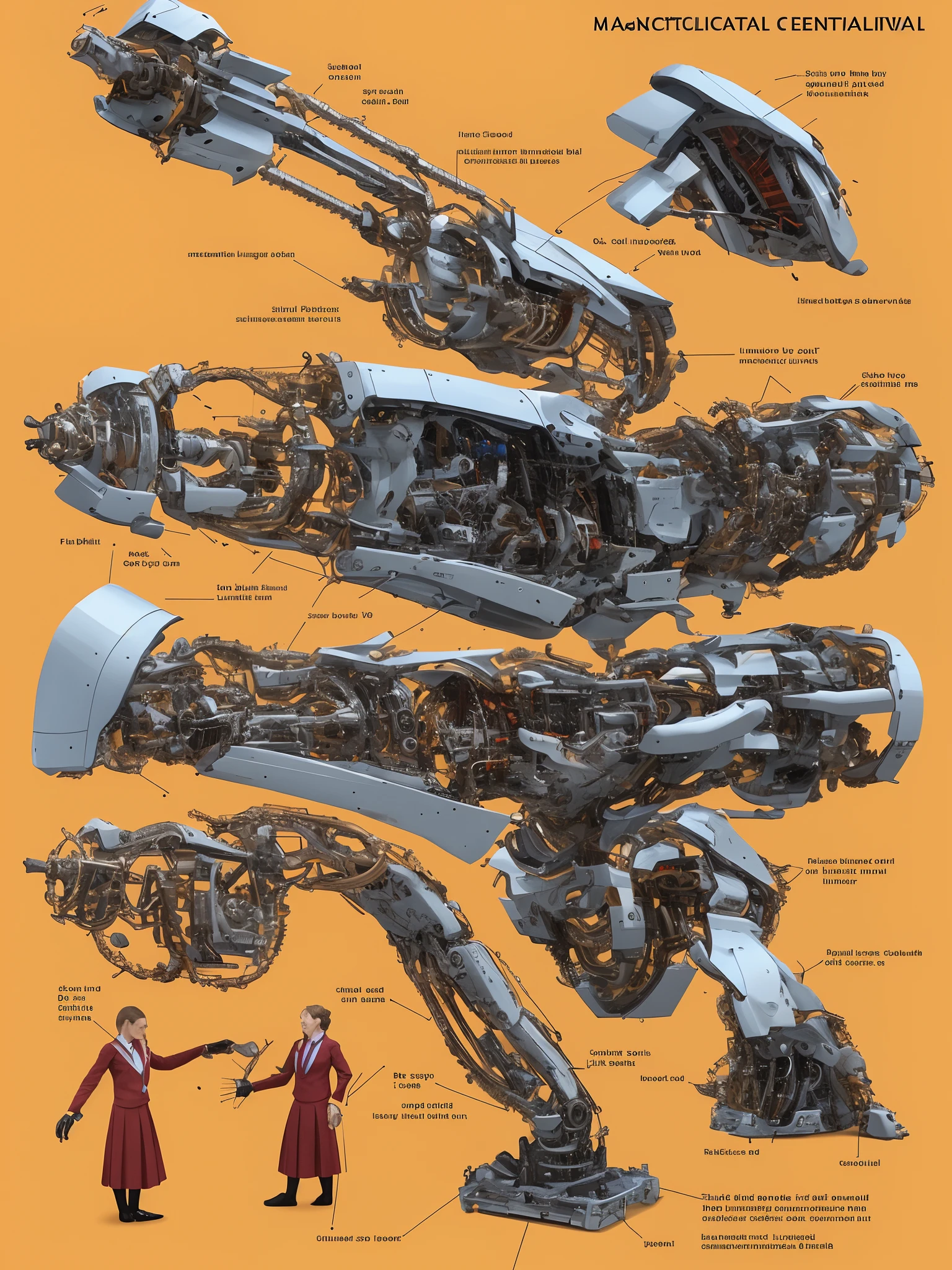 Mechanical limb,Sci-fi,Concise and straightforward,mechanical cervial attaching to neck,girls