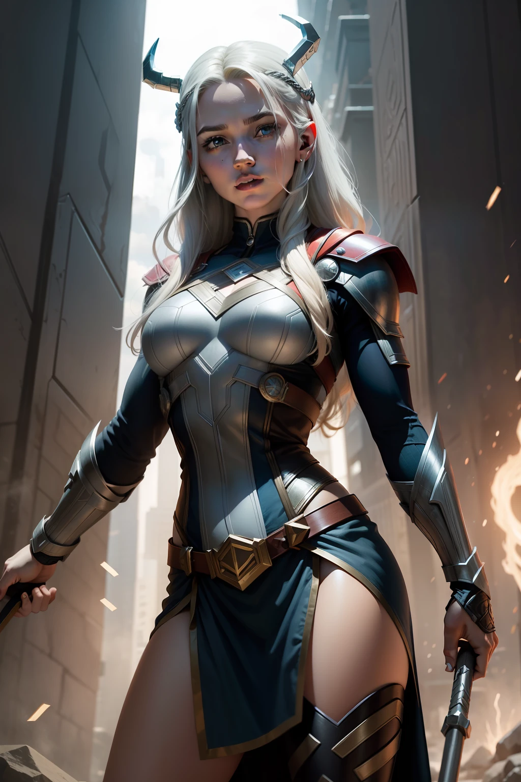 wielding the iconic hammer mjolnir, Thor Girl, also known as Tarene, is a Marvel Comics character. She is an Asgardian goddess from Marvel mythology and possesses powers similar to Thor's, wielding the hammer mjolnir, including thunder manipulation and superhuman strength. Tarene is an ally of the New Warriors and the Avengers, recognized for her Thor-inspired costume. Her journey takes her exploring her divine and mortal identity, facing cosmic challenges. Her compassionate personality and desire to do good set her apart, contributing to the richness of the Marvel universe.