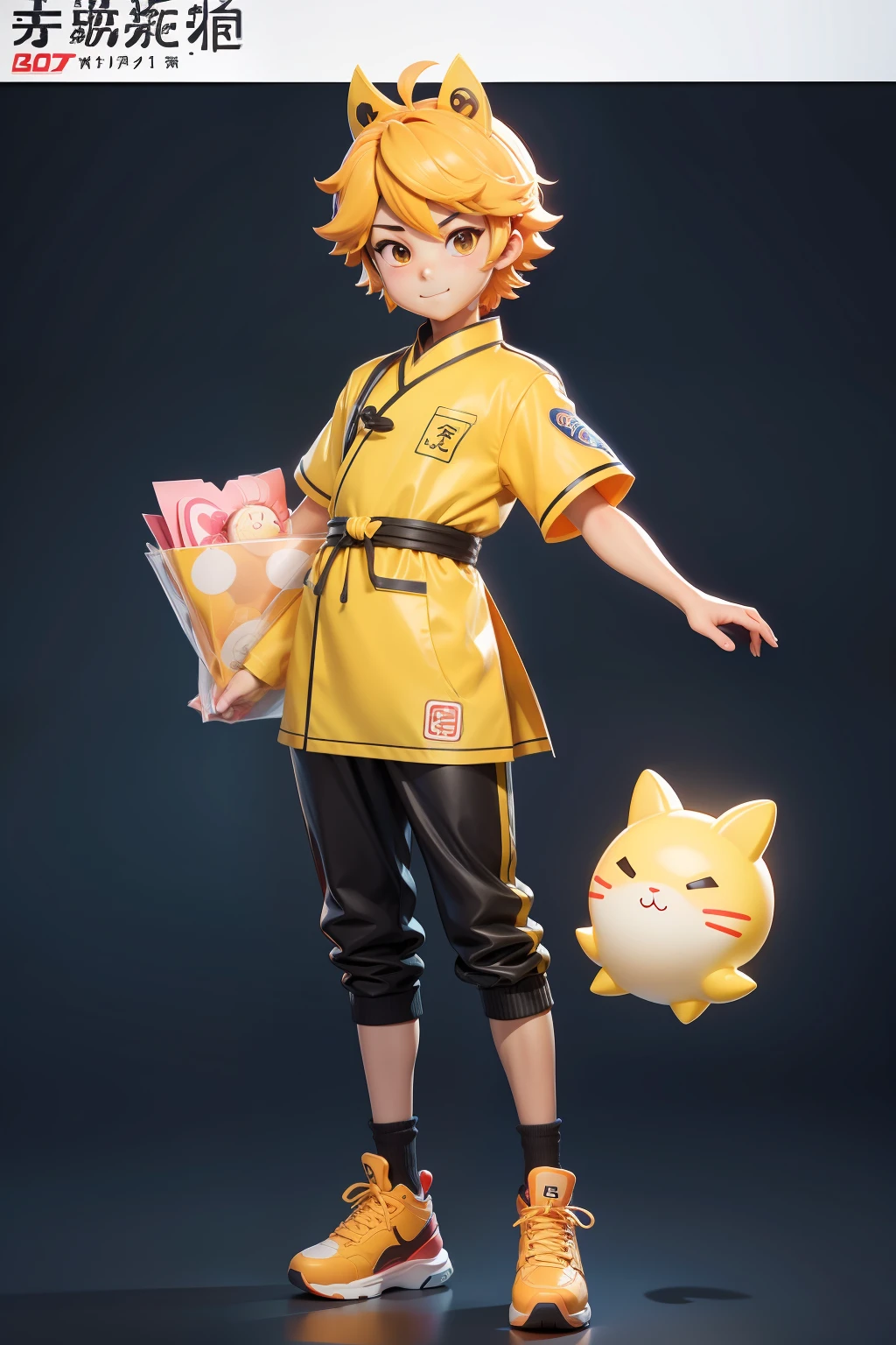 Q version anime boy,take-out，Meituan takeaway，Takeaway boy【Finger detailing】【Q version of cartoon】（3D stereoscopic）（The color scheme is dominated by the yellow color of Meituan clothing）（Cute style illustration）Cute comic book style，Anime art concept art, Official illustration[Three-dimensional feeling][Lovely wind][Card ventilation][真实感]