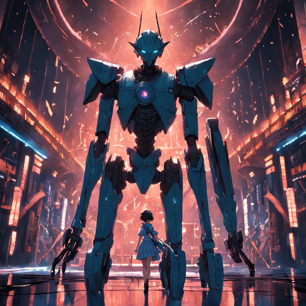tmasterpiece,best qualtiy,cinematic Film still from,full bodyesbian,brightly,bow and arrows,large tall,droid,combats