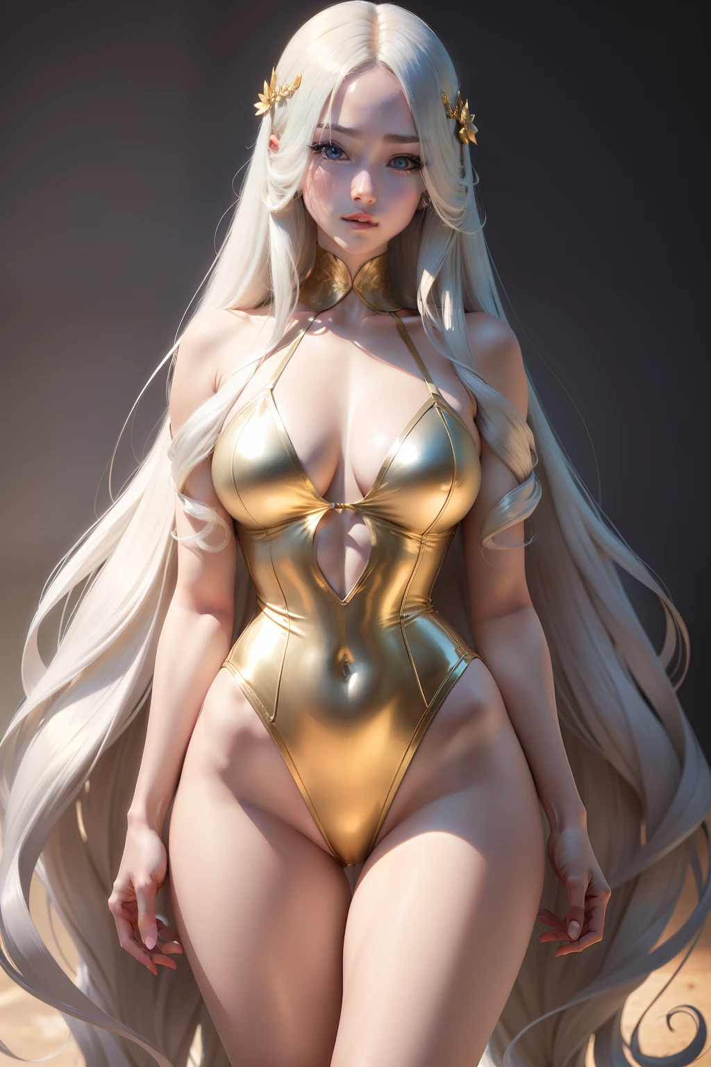 France,long whitr hair,golden hair,Three-point swimsuit,Silver clothes ,perfect figure beautiful woman, Highly detailed facial and skin texture,A detailed eye,二重まぶた
