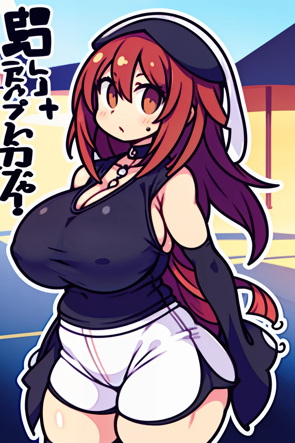 girl, side portrait, Black and white, Messy short hair, Avant-garde accessories,sporty style, Casual T-shirt, (Confident gaze), Monochromatic color scheme, looks to the side, Chic street fashion,((One guy)),(Long hair),Hood on his head, Head and neck shawl fabric,blush,huge-breasted,Cheerful