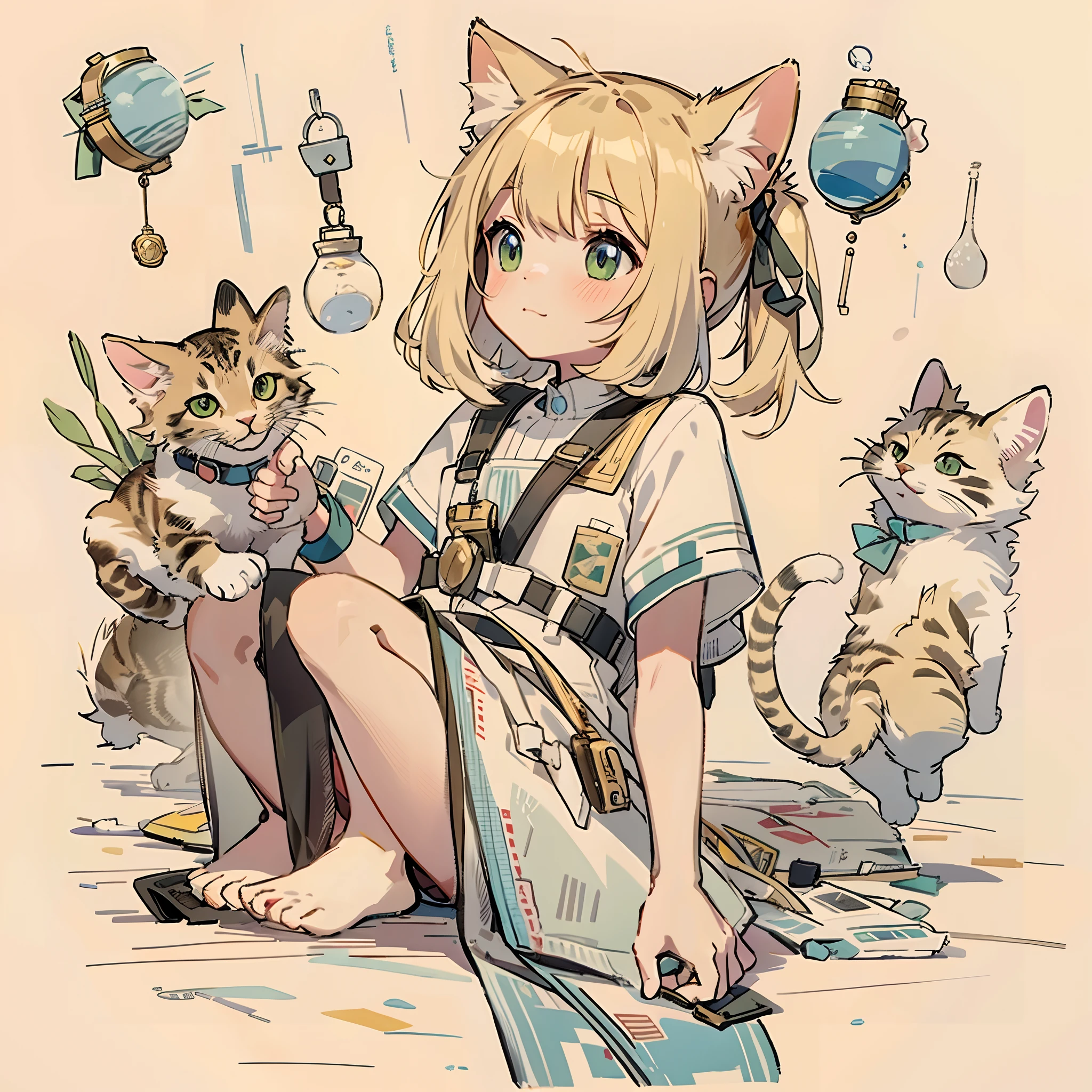 ((Best quality1.2))、Accompanied by a cat((Cute Cat 1.2))