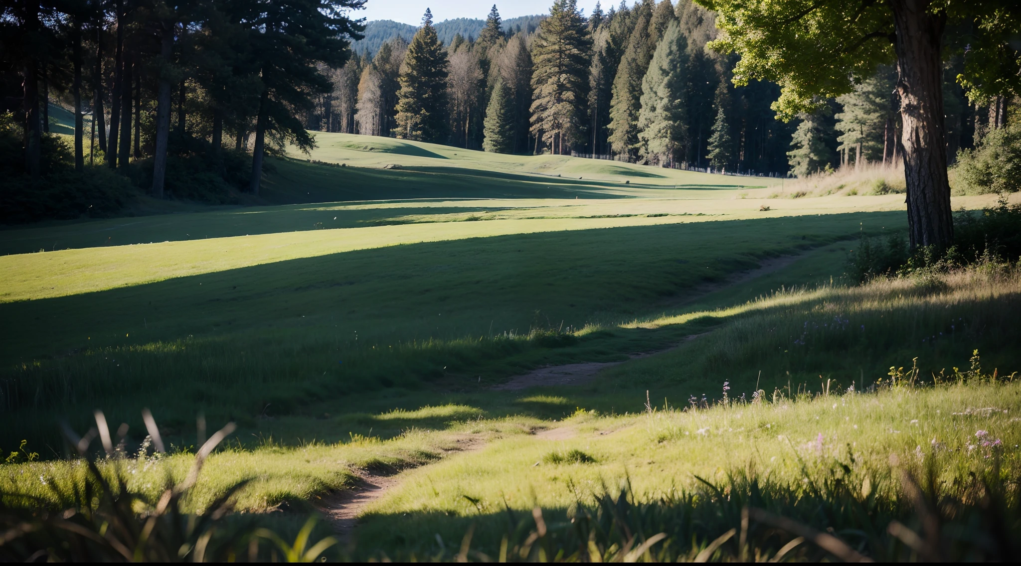 Grass in the forest、Very realistic, photograph, One-person viewpoint, Super Detail, high details, High quality, in 8K