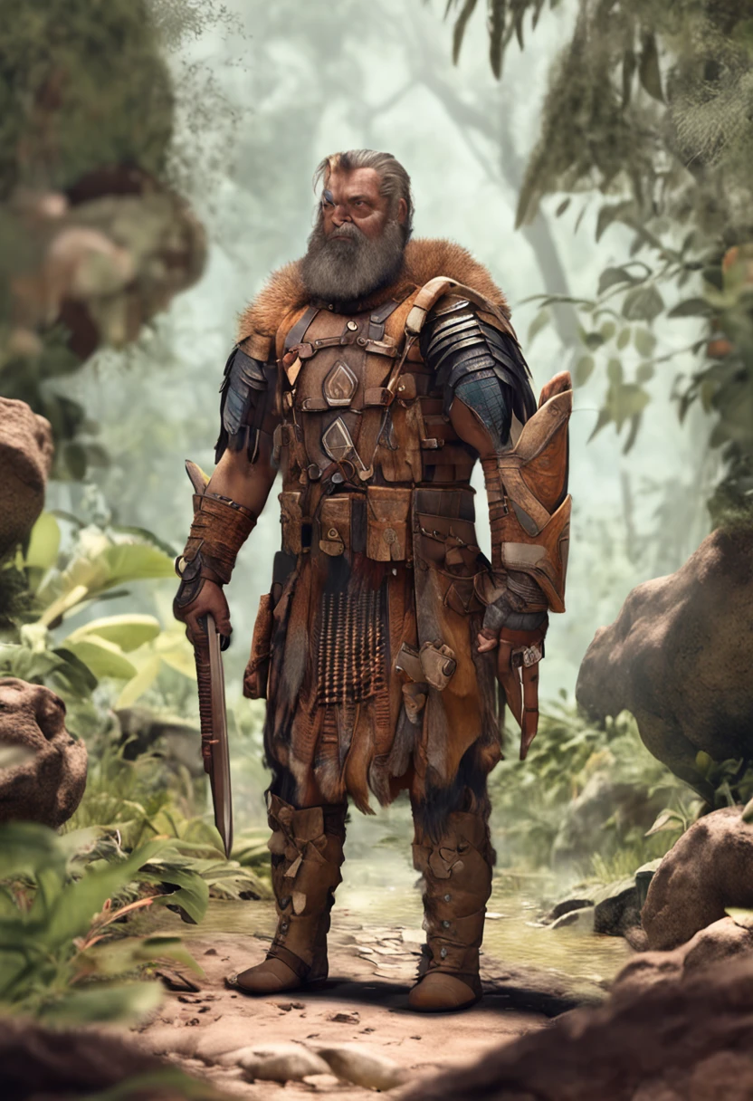 Desenha-me um homem com cabelo castanho, em chamas, e com uma armadura, ultrarealista