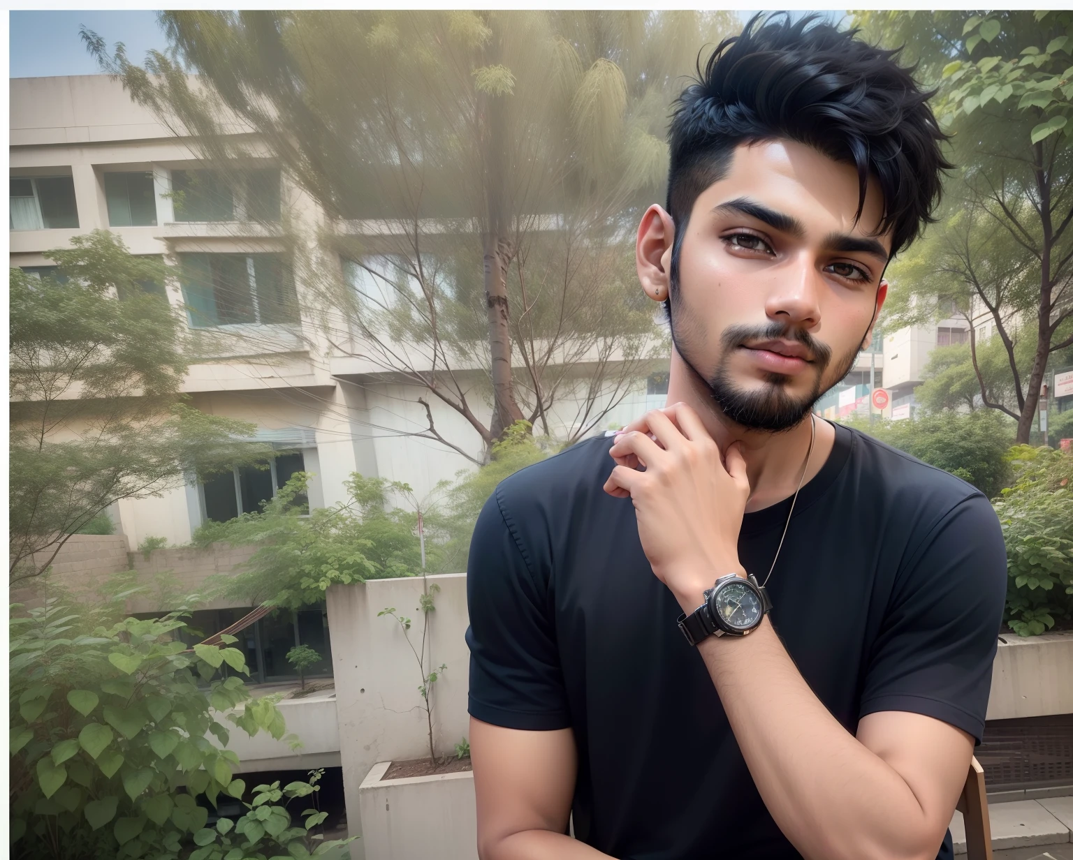 Indian Boy photo, a portrait photo of 23 y.o man in casual clothes, night, city street, (high detailed skin:1.2), 8k uhd, dslr, soft lighting, high quality, film grain, Fujifilm XT3.