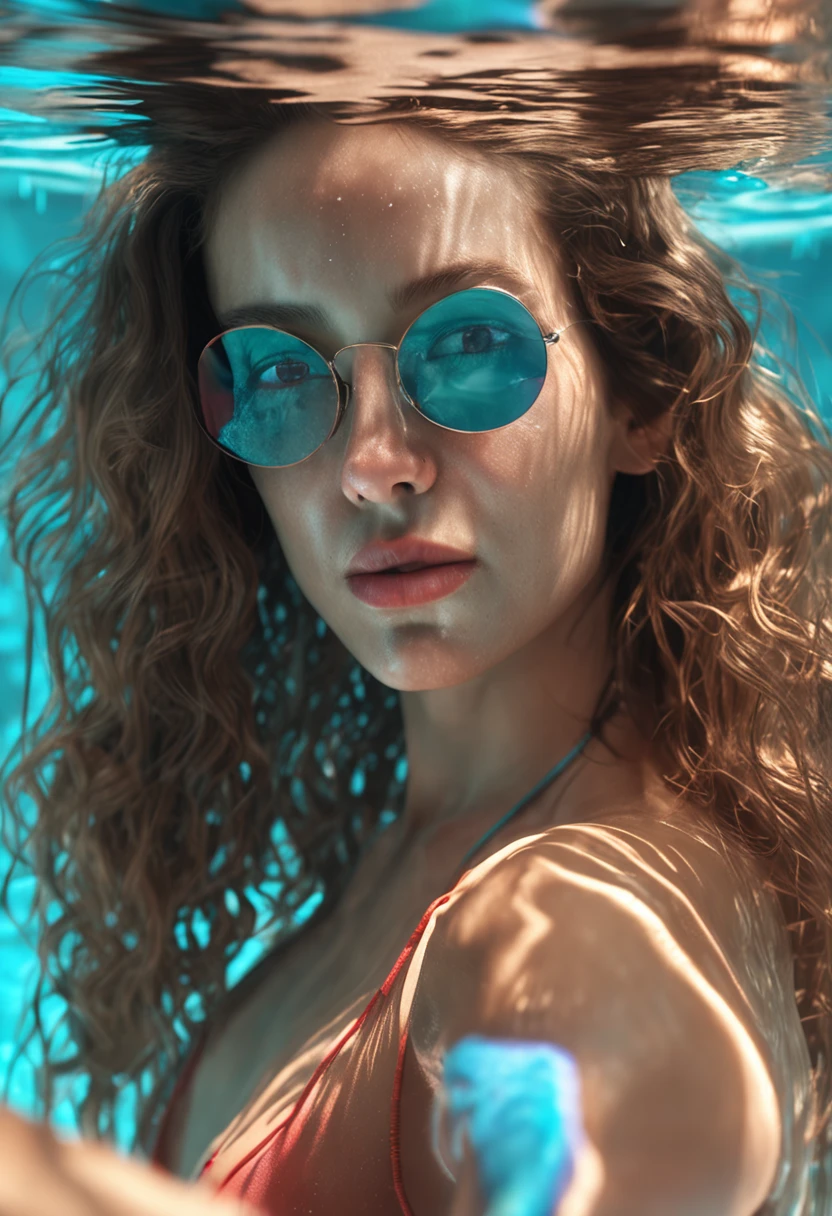 1girl、swimming pools、,daytime、The upper part of the body、a closeup、8k、RAW Photography、hightquality、masterpiece、realisitic、Photorealsitic