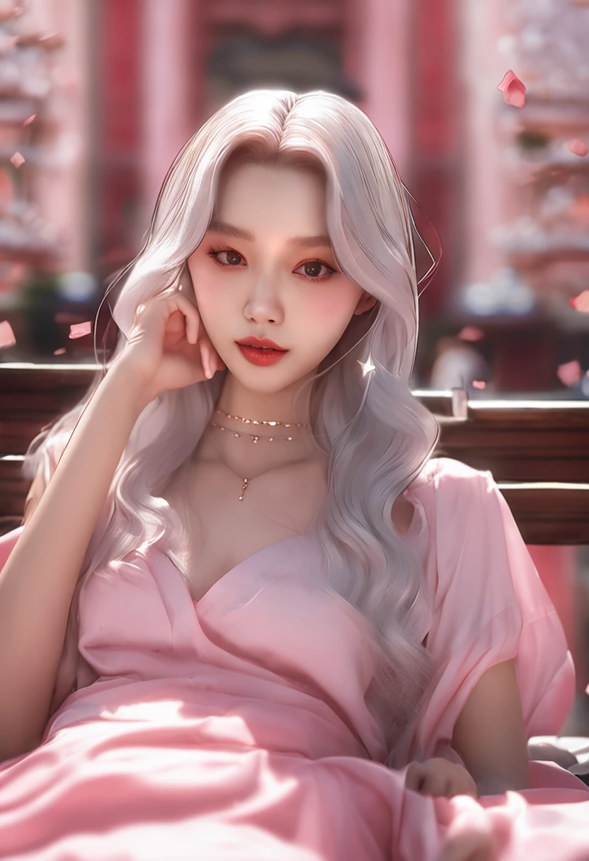 (8K, RAW photo, Photorealistic:1.25) ,( Gloss on lips, eyeslashes, gloss face, Glossy glossy skin, Best quality, 超高分辨率, Depth of field, color difference, Caustics, Broad lighting, naturalshadow,Kpop idol) looking at viewer with a serene and goddess-like happiness, Baby face, Sagging breasts, Huge breasts, gigantic cleavage breasts, Perfect , NSFW, Blonde hair, Brown eyes
