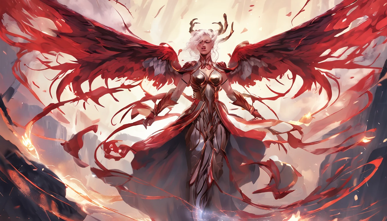 From the mysterious depths appeared a rogue wizard with red lightning - scales flashing, Intricate wings spread,Bloom with refined elegance. Crafted with meticulous precision, She hovers in a dance of sparks and smoke - the embodiment of elemental power. Brandish a weapon with red lightning, She commands uplifting power with the touch of a master. Wings flapping, Ripples are created in reality itself, Yield to her wishes. Her eyes were full of determination and cunning,She examines her field。. Beauty and danger are intertwined, A fascinating paradox,Draw you into her striking presence. In this scene, Nature and art merge – a fantastic spectacle,The elements bow to her mysterious powers. Her hourglass shape evokes balance, Wielding a weapon of red lightning - symbolizing her exhilarating nature. Wings flapping, Ripple the world around her, Bend the element to her command. Gaze into her eyes, A fusion of determination and cunning, When she claims her dominance. Beauty and danger are intertwined, A fascinating paradox pulls you into her eye-catching presence. In this scene, A fusion of nature and art, Dreams ignite in exhilarating grandiose displays.,Don MV01dm4g1c, negative prompt