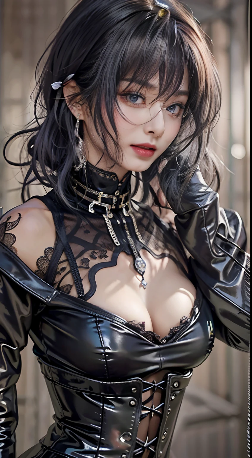 Woman in black catsuit posing in steampunk world, Leather corset, Wearing a black latex costume, captivating and enticing, corsets, wrapped in leather straps, very tight corset, very sexy costume, cruel korean goth girl, elegant corset, Wearing a latex costume, intricate wet latex suspenders, Latex, intricate latex set, Corset wearing, Sexy 21 year old cool Korean, Beautiful steampunk anime lady, a steampunk beautiful goddess, Jeizuo, magnifica, viewer, Realistis, Full body camera, on the lap, squatt, radical, tall, Forced real water, White Less Cloth Transparent Mini Shirt, White transparent thong, Low in the steampunk world, Very fine, Beautiful eyes with cosplay details, long eyelashes, Beautiful double eyelids, Eyeshadow is very fine, Narrow eyes, Three white eyes, Dark Eye Makeup, evil smile, Beautiful, thin legs, Tie short hair back, Goofy face, Rolling eyes, Blushing, Mouth watering, Sticky tongue, Vaginal orchid, Vaginal discharge, Squirting, (((Very small breasts))), Grasp your breasts with both hands, Spread legs, sexual excitement, Sex Expressions, Bare skin