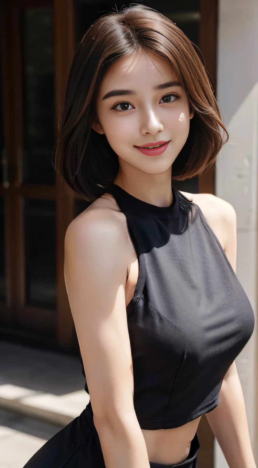 ((Best Quality, 8K, Masterpiece: 1.3)), 1girl, Slim Abs Beauty: 1.3, (Casual hairstyle, Big Breasts: 1.2), Dress: 1.1, Super fine face, Detailed eyes, Double eyelids, smile, Home, Focus