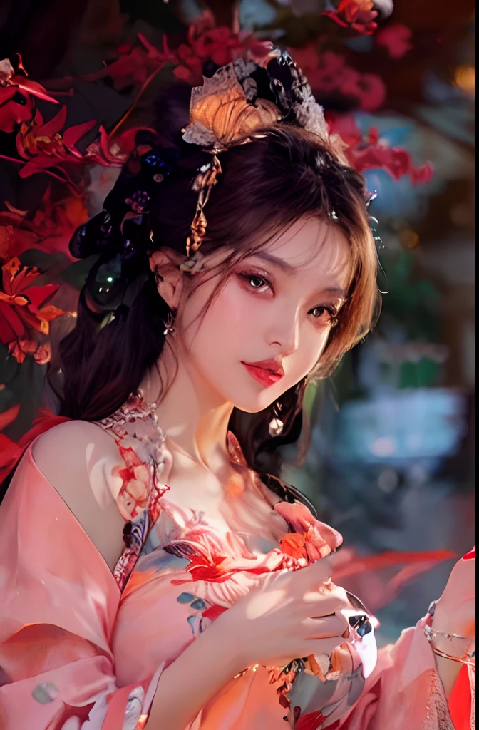 32K, 最高quality, 最高masterpiece, ((1 personの少女)), (masterpiece, 最高quality, 最高quality, Official Art, Beautiful and aesthetic: 1.2), High resolution, Super detailed, Very detailedな, 1 personの, (bouquet:1.3), (1 Flower), Upper body, Very detailedな, (Fractal Art: 1.3), colorful, Most detailed, (Earrings Flower:1.5), Purple-red pale background, It's imaginative., (Tangled:1.2), (Geometric:1.2),(colorful),(masterpiece, quality, best quality, Official Art, Beautiful and beautiful:1.2), (1 person:1.3), Very detailed,(colorful:1.1)(Flowers:1.3),Most detailed,(Tangled:1.2), whole body, (Abstract background:1.3), (Skin glows), (Many colors:1.4),