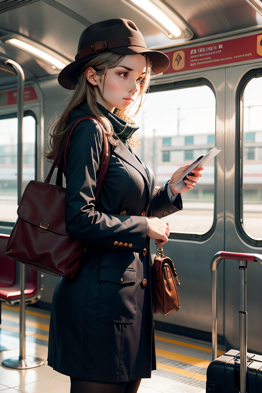woman train traveller