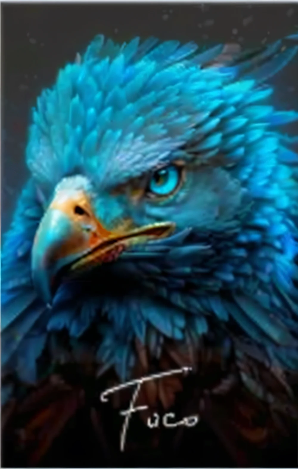 A closeup of a blue bird with a black background, Eagle Head, White eagle icon, aquila, arte digital altamente detalhada, irritado 8 k, pintura digital altamente detalhada, arte digital altamente detalhada, olhar intenso, arte digital altamente detalhada, Second Eagle Head, altamente detalhado realista, arte digital. altamente detalhado, an eagle, amoled, eagle feather, sombreamento realista