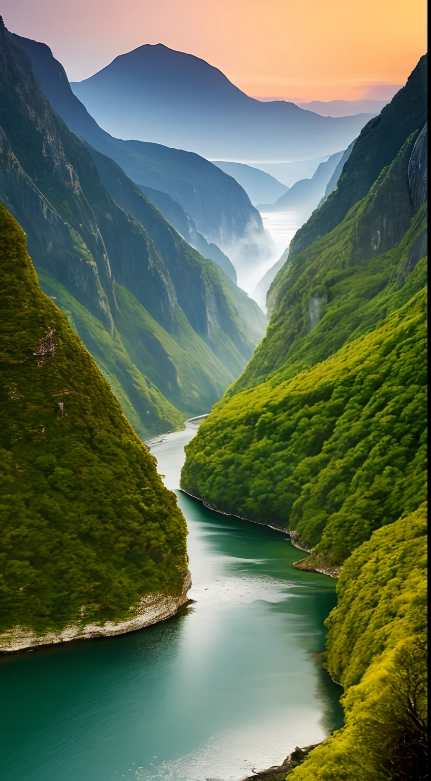 Masterpiece, ultimate quality, Cg unity 8k wallpaper, super delicate, beautiful sky and clouds, rich natural scenery, cliffs, lakes and rivers, waterfalls and flying water, beautiful green mountains, no trace of people, excellent scenery, has already won a photo contest, background Blurring, full depth of field, HDR high dynamics, true restoration, intricate, extreme details, dramatic presentation, perfectly presenting the style of midjourney art.