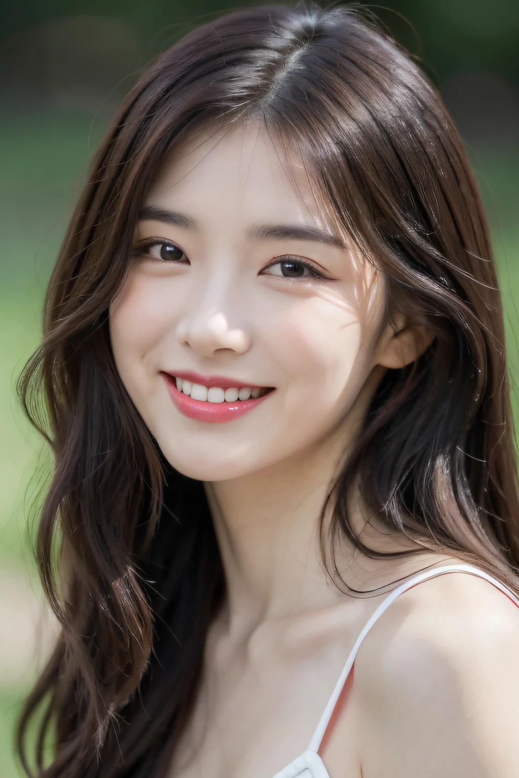 (8K, Best Quality, Masterpiece: 1.2), (Realistic, Photorealistic: 1.37), Super Detail, 1 Girl, Pretty, Solo, (Red Nose), (Smile: 1.15), (Mouth Closed) ) small breasts, beautiful eyes, (long hair: 1.2), floating hair Novafrog style, upper body