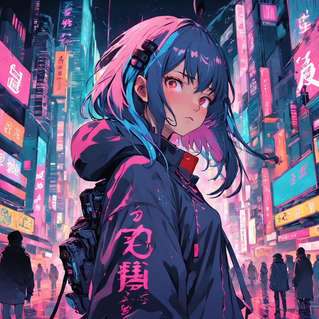 make 6 illustrations of people in the style of cyberpunk graphics