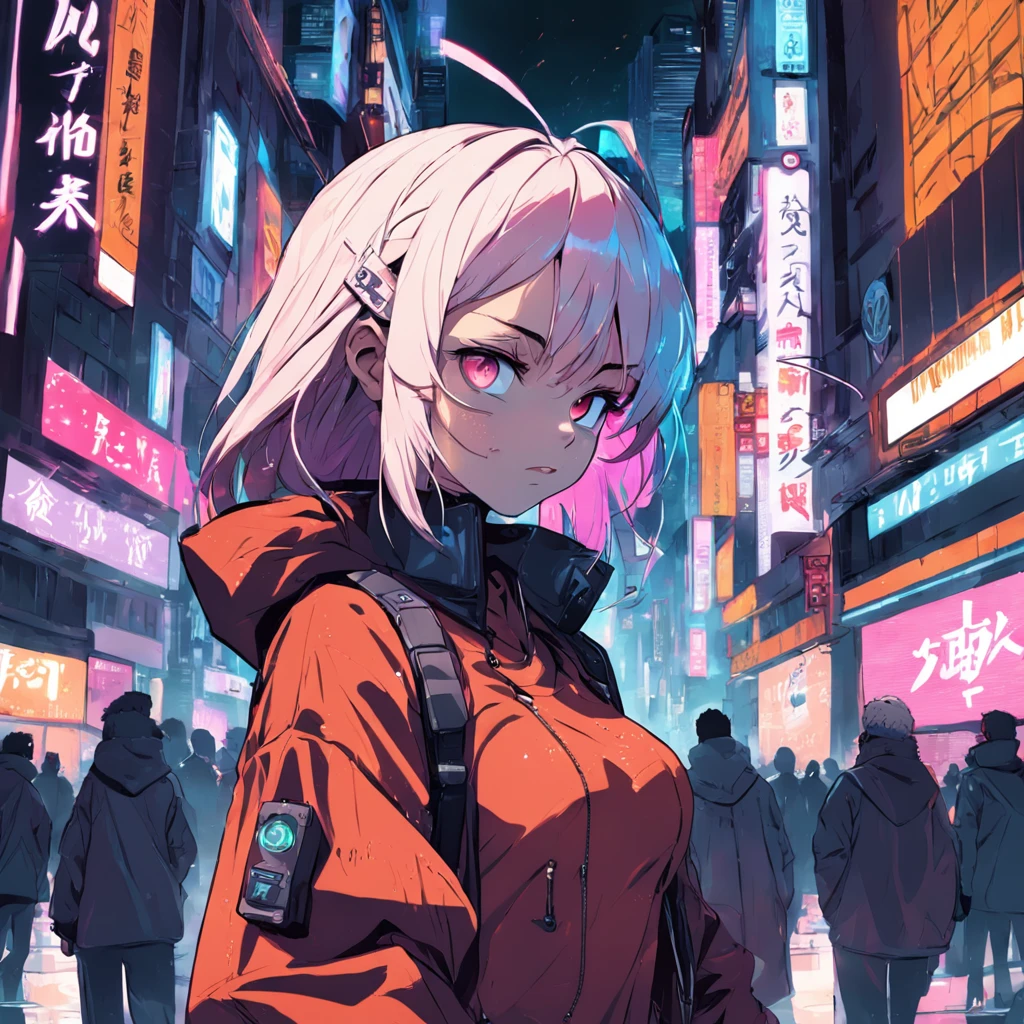 make 6 illustrations of people in the style of cyberpunk graphics