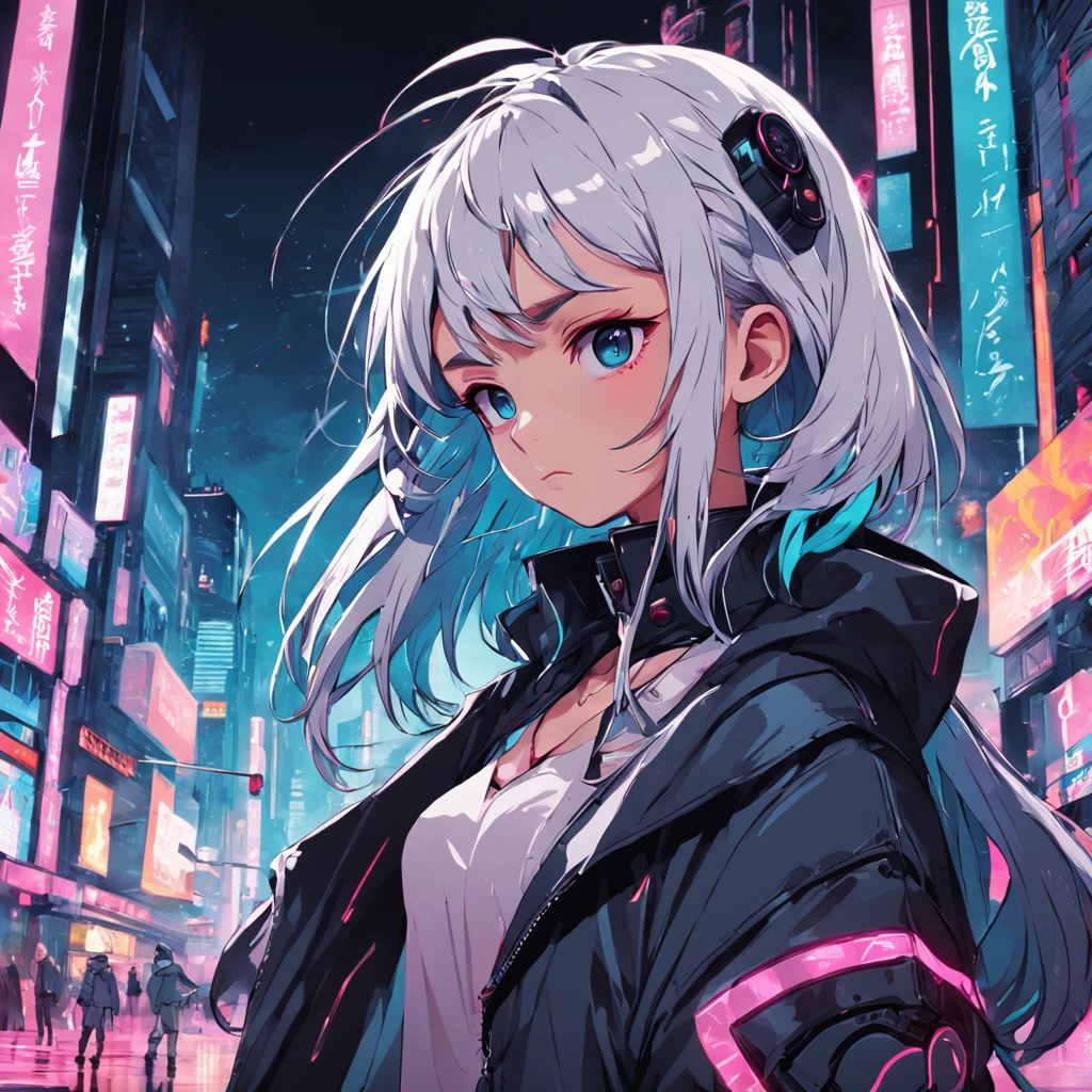 make 6 illustrations of people in the style of cyberpunk graphics