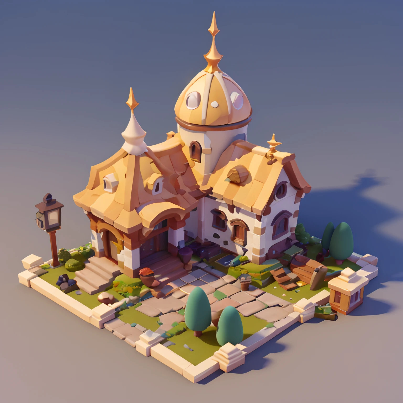 Game architectural design, Cartoony,House of the Mage,The mage matches the building,magia,Magic House,casual game style, 。.。.3D, blender,closeup cleavage,tmasterpiece,super detailing,best qualtiy