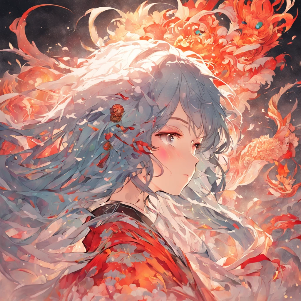(White background:1.4),(Silhouette of a girl's head, Eyes closed, colorfull long hair, Oriental elements)，(Chinese illustration:1.3，paper art:1.3, Quilted paper art:1.2),( reasonable design, Clear lines, High sharpness,Best quality, Very detailed, Masterpiece, movie light effect, 4K )