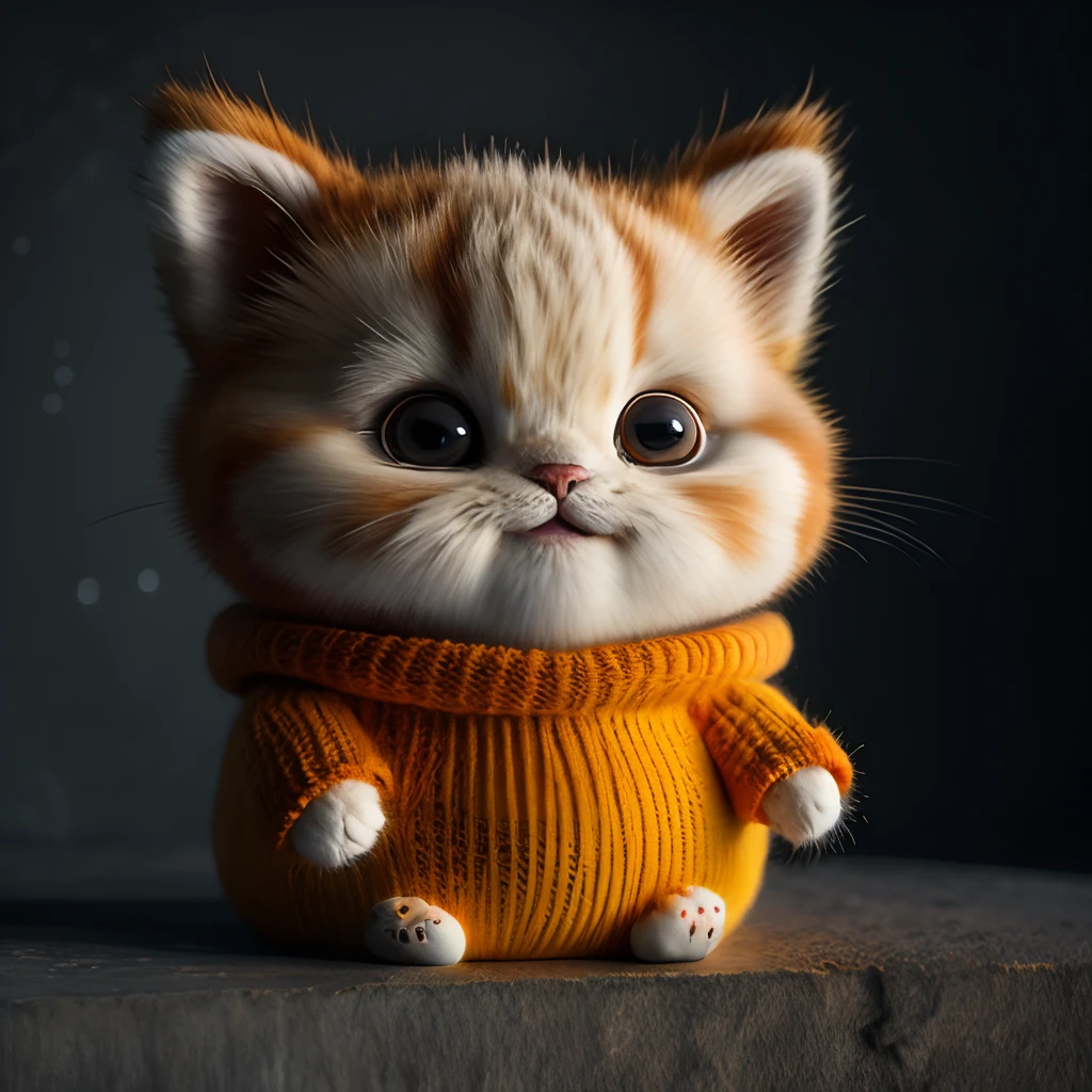 cat, orange, fat, garfield, no_humans, depth of field, disney style, DARK_Glam, wearing DRK_Glam, deep shadow, (dark: 1.4), (8k, RAW photo, best quality, masterpiece: 1.2), big expression happy with mouth