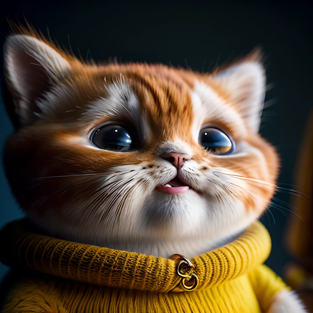 cat, orange, fat, garfield, no_humans, depth of field, disney style, DARK_Glam, wearing DRK_Glam, deep shadow, (dark: 1.4), (8k, RAW photo, best quality, masterpiece: 1.2), big expression happy with mouth