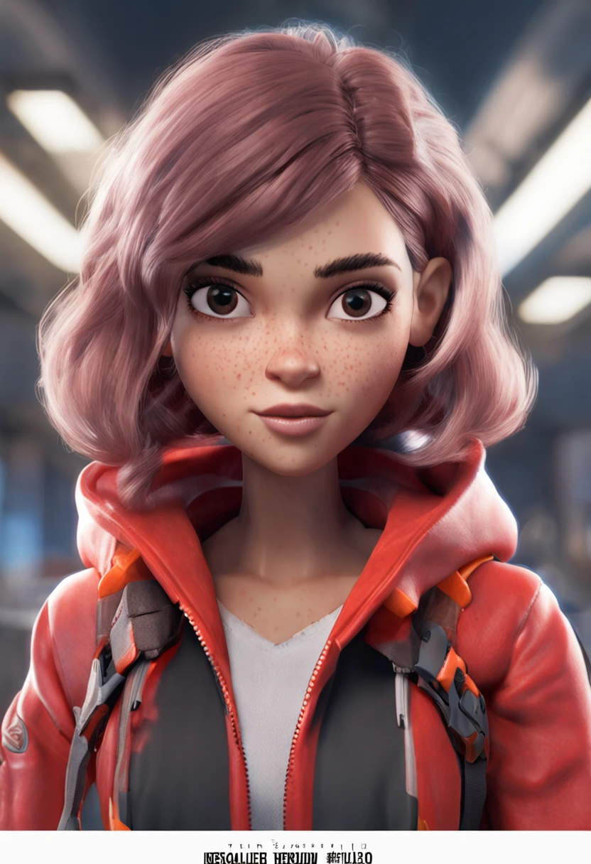 Female, age 16, 3D Pixar style character, bulk body, front image, dark skin color, white hair color, clothing, white T-shirt with red jacket, looking at viewer, solo, upper body, ((masterpiece)), (best quality), (extremely detailed), depth of field, sketch, dark intense shadows, sharp focus, soft lighting, hdr, colorful, good composition, spectacular, anime screencap, detailed eye. detailed image, white background, rendered in unreal, movie promo image, rendered image masterpiece, best quality, movie still, close-up, bright, happy, warm soft lighting, (sparks:0.7) masterpiece, best quality, movie still, close-up, bright, warm soft lighting, (sparks:0.7) --auto --s2