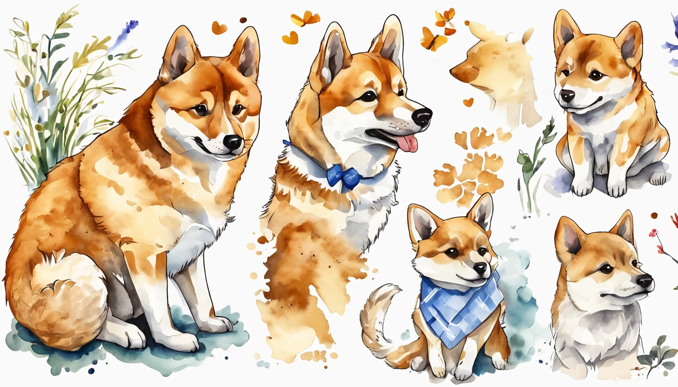 ((cheems))，Cute Shiba Inu，T-shirt design，vectorial art,white backgrounid, contours, Sticker, Clean white background, Professional vector, High detail,