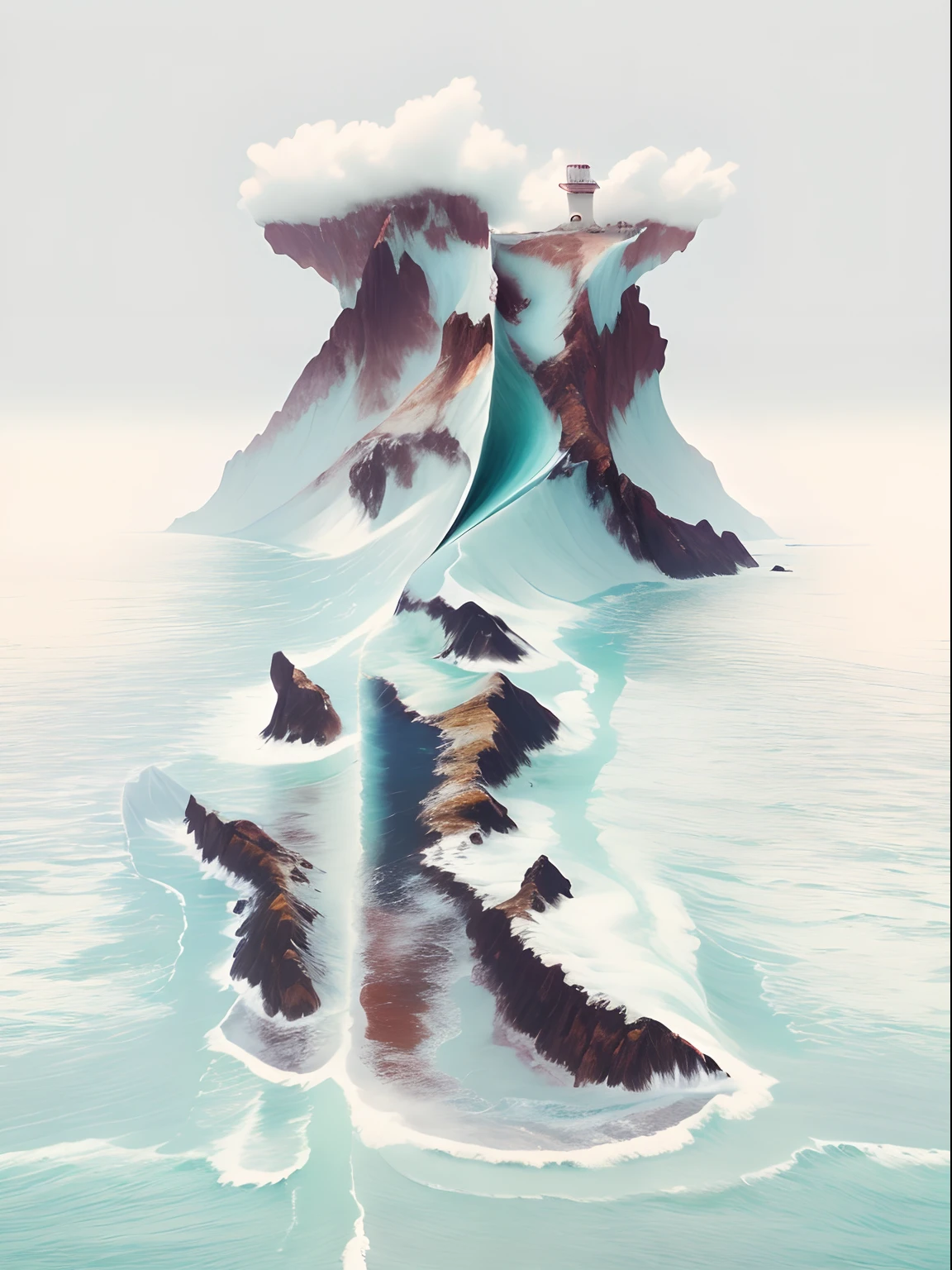 high qulity，tmasterpiece，the sea，Long-range shots，viewed from bird's-eye，wave，Realiy，8k