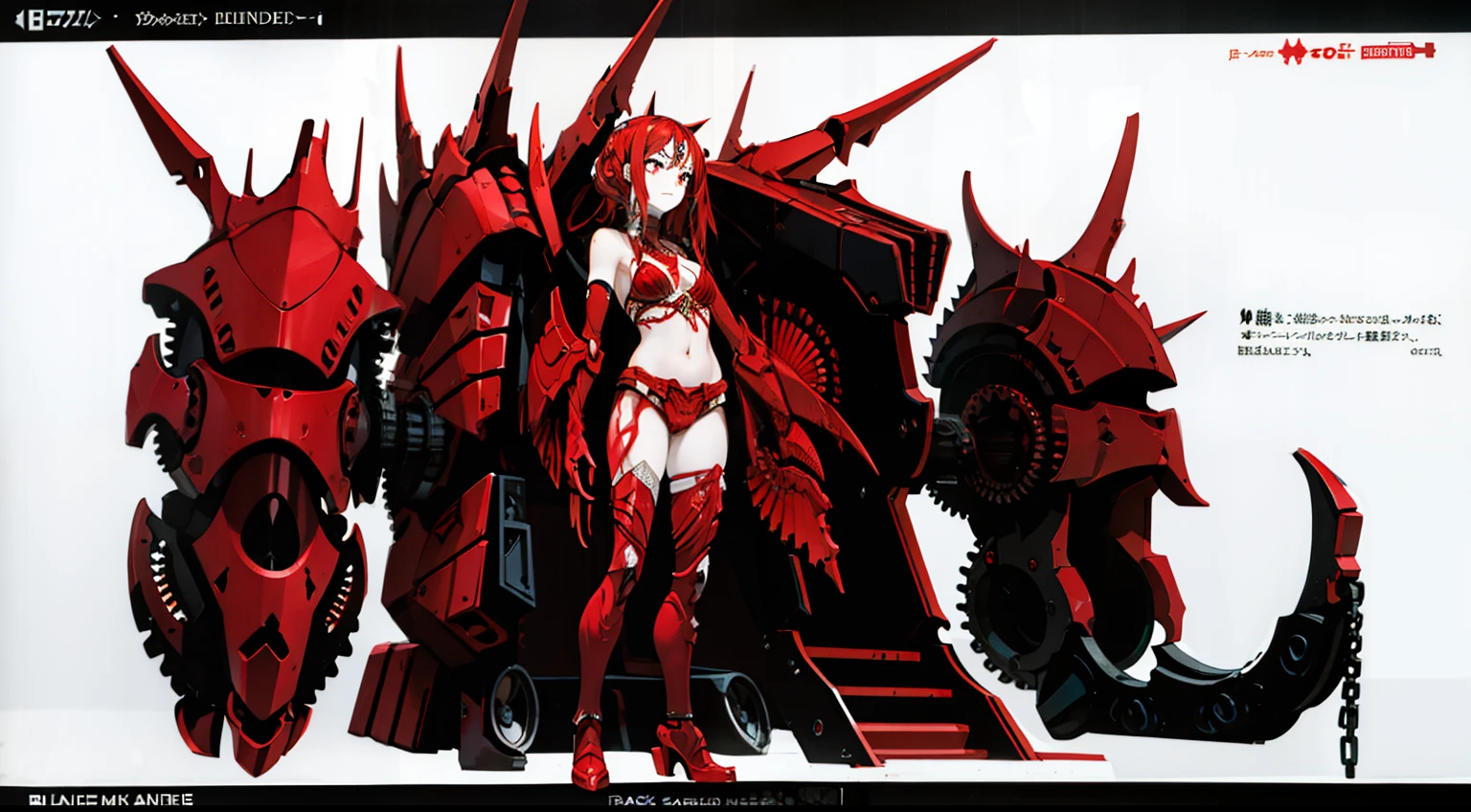 The head of the machine（Display head with complex structure），The flesh of a maiden，Bikini black, white and red，The shell is broken，Dreams