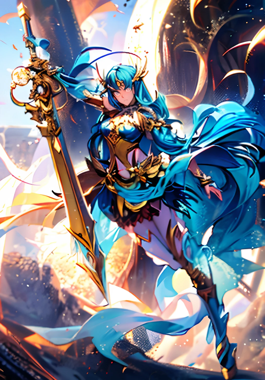A close up of a woman with a sword and a sword - SeaArt AI