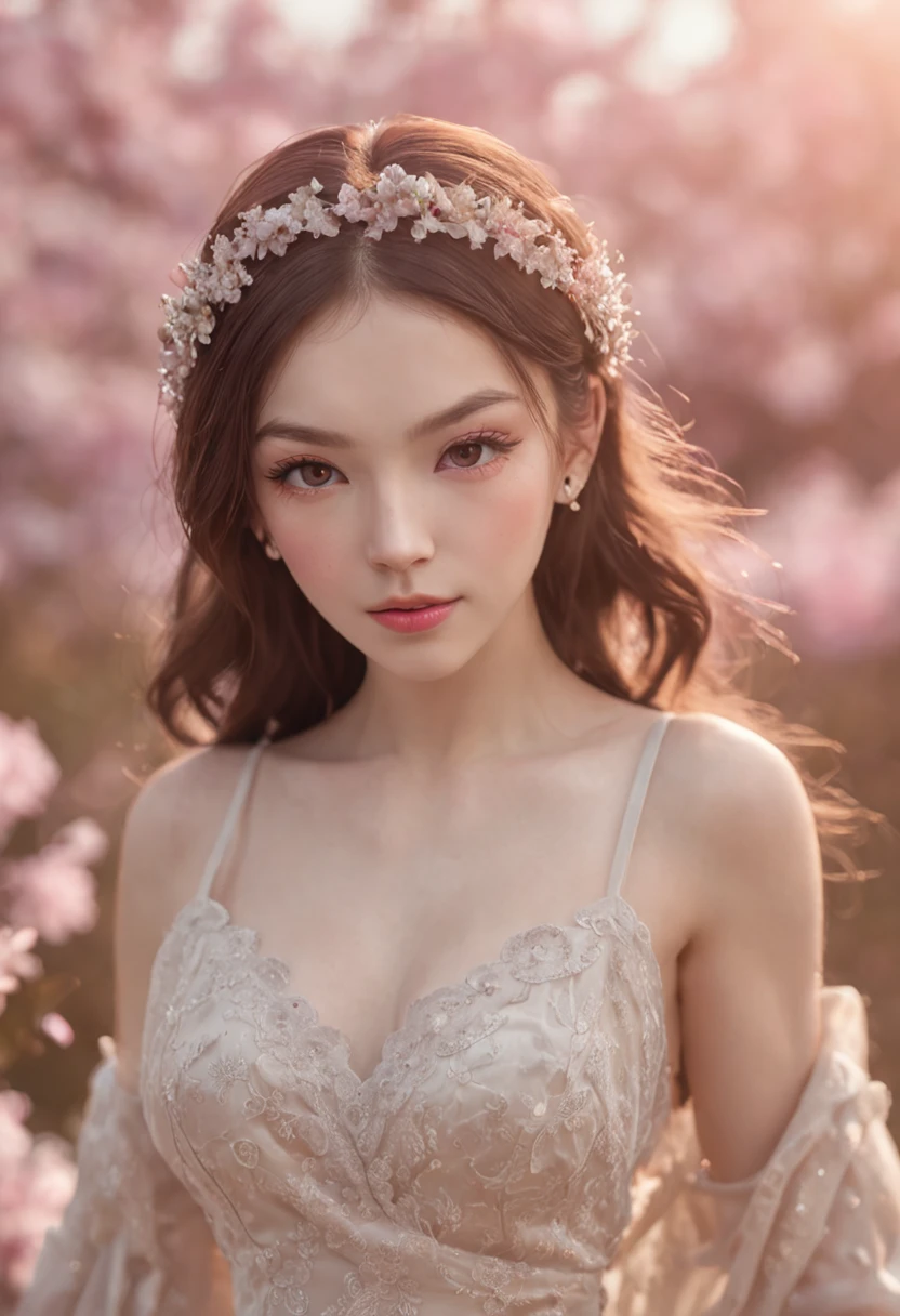1girl, solo, flower field, blossom, (official art, unity 8k wallpaper, ultra detailed, beautiful and aesthetic, masterpiece ,best quality:1.3), (dynamic pose, Smooth Movement, dynamic angle:1.2), (floating colorful sparkles:1.1) , elegant, vivid colours, ultra-detailed face, detailed eyes, shiny skin, lustrous lips ,