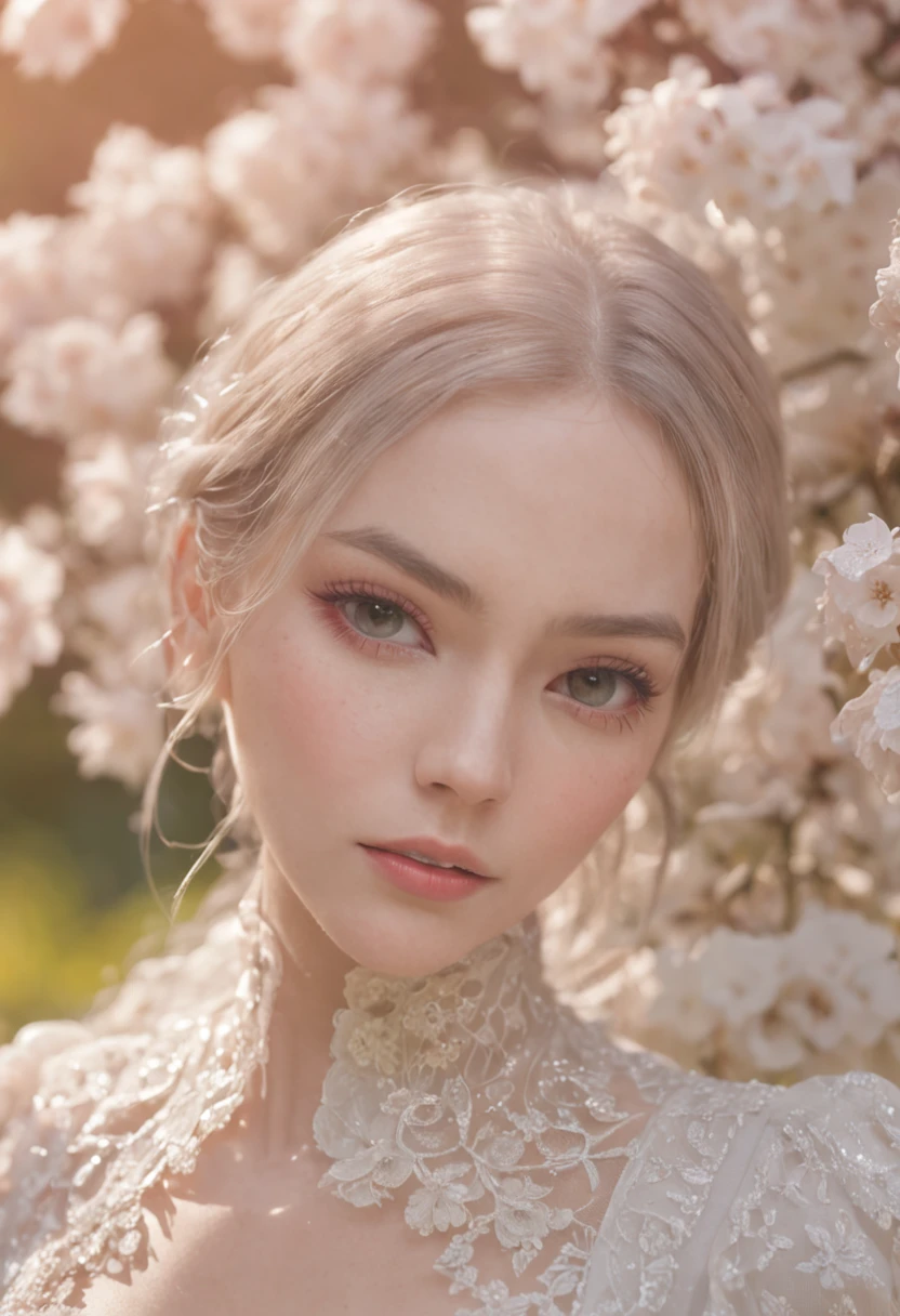 1girl, solo, flower field, blossom, (official art, unity 8k wallpaper, ultra detailed, beautiful and aesthetic, masterpiece ,best quality:1.3), (dynamic pose, Smooth Movement, dynamic angle:1.2), (floating colorful sparkles:1.1) , elegant, vivid colours, ultra-detailed face, detailed eyes, shiny skin, lustrous lips ,
