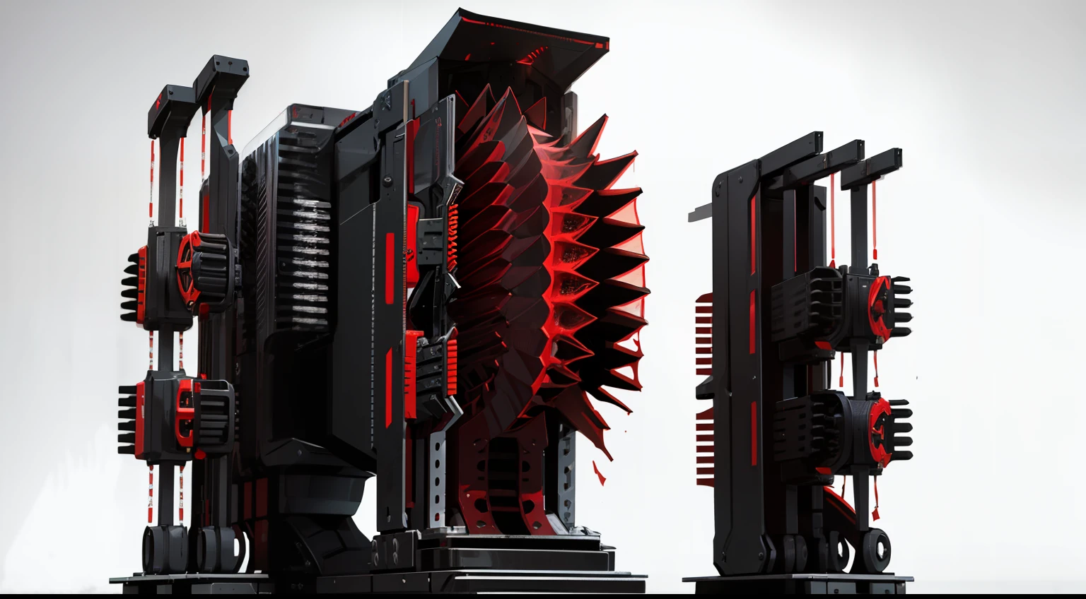 The head of the machine(Full machine head with complex structure),The flesh of a maiden,Bikini black, white, red,The shell is broken
