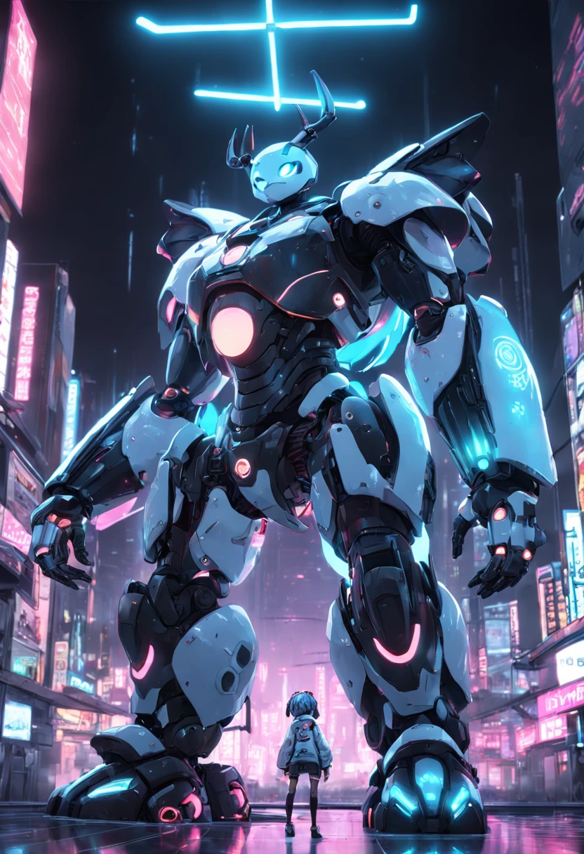 personification,Transparent mechanical panda,Cyberpunk, dreamy glow, luminous neon lights, ( Global illumination, Ray traching, hdr, unreal render,reasonable design, high detal, Masterpiece, Best quality, hyper HD, Cinematic lighting), Mecha musume