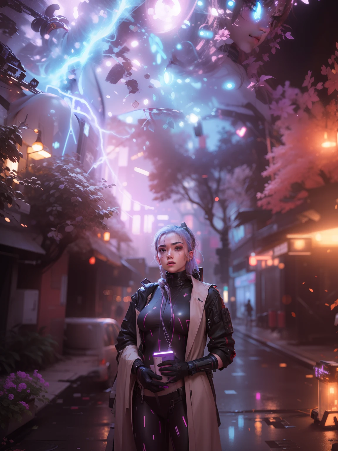 change this background to cyberpunk cute girl cute realistic face, 8k ultra realistic