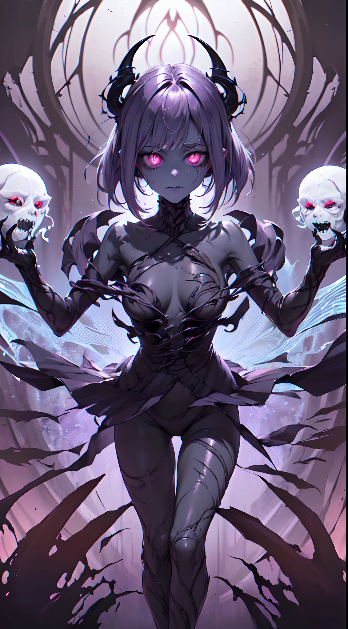 (((Grotesque Fusion))), (((Haunting Integration))), ((Nightmarish Hybridization)), (Eerily Realistic CG Aberration), ((A Distorted Fusion of Entities)), (From the Convergence of Horrors), Sinister Light Casting Distorted Shadows, ((1 Female Entity with Unearthly Blends)), Solo, Half Body, ((Flesh and Plantlife Intertwined in Unsettling Harmony:1.2)), ((Eyes Gleaming with Sinister Embrace:1.2)), ((Spectral Appendages Emerging in Ghastly Unison:1.2)), (Twisted and Distorted Posture), ((Whispers of Unholy Origins Echoing in Tainted Chorus:1.2)), ((Glowing Eyes Gleaming with Malevolent Brilliance:1.2)), ((Merged Forms Entwined in Distorted Symphony:1.2)), Character Focus, Macabre Hybrid Realm, Haunting Background, Distorted and Eerie Colors, ((Face Veiled in Unnatural Amalgamation:1.2)), ((Form Blended into an Unsettling Concoction:1.2)), ((Visage Ensnared in a Fusion of Disquieting Entities:1.2))