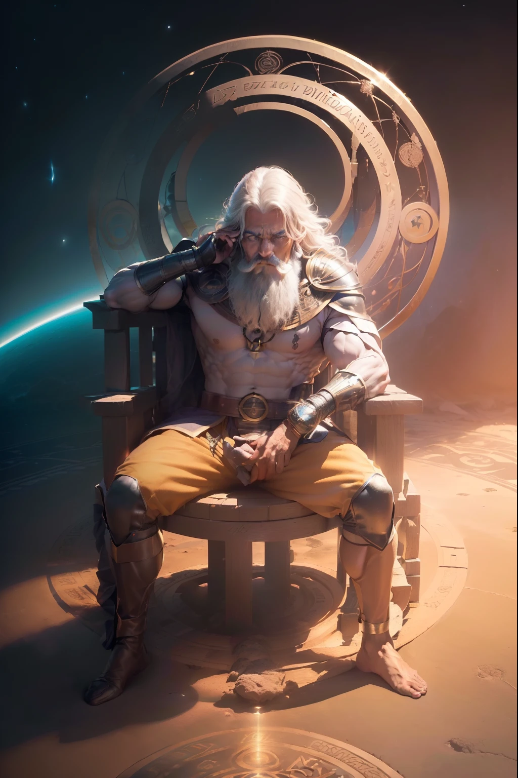(homem poderoso:1.5) (forte:1.5) (acima do planeta:1.5) (universo) (heaven) (planeta terra) (billion people:1.5) (Adorando) (Realismo) (imagem realista) (And he who sits upon the circle of the earth:1.5) (desenrola como tenda para nela habita:1.5) (Realismo)
