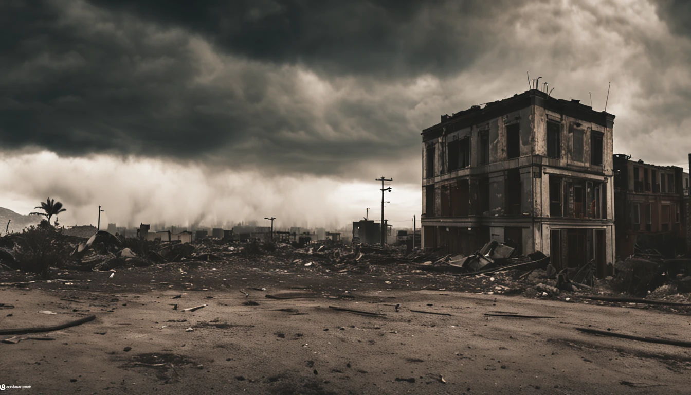 apocalypse landscape, Ciudad abandonada, fuego, , Cloudy day, Oscuro, sin experiencia